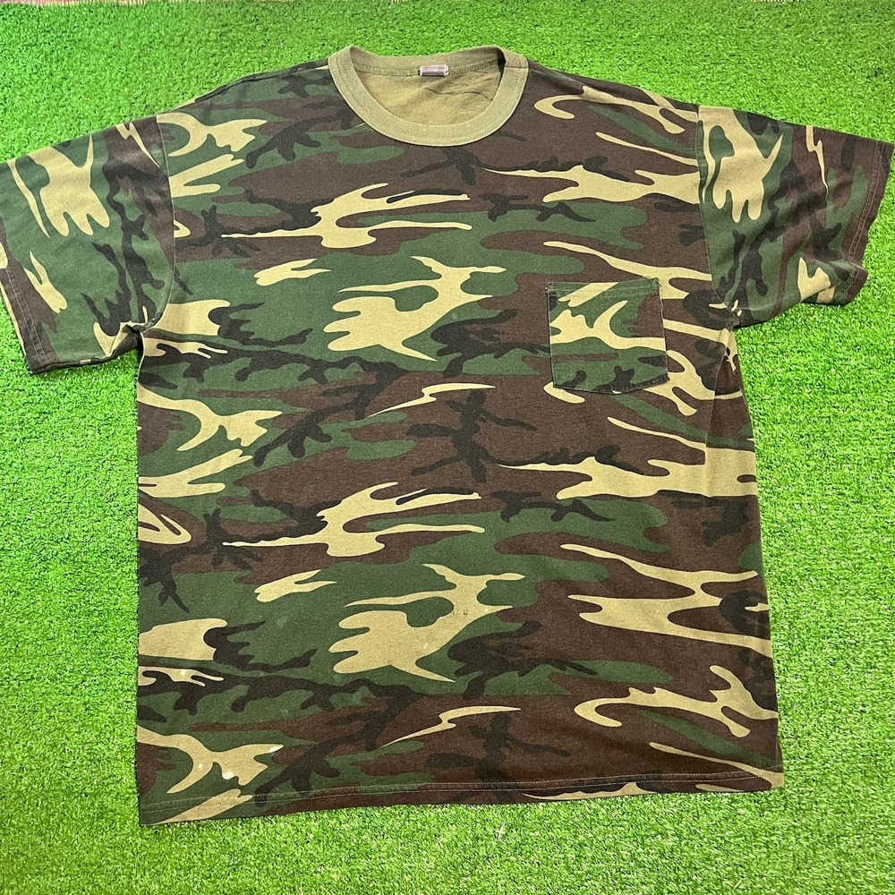 Vintage Ranger Camo Shirt‎ XL Single Stitch Classic Woodland Hunting 80s 90s